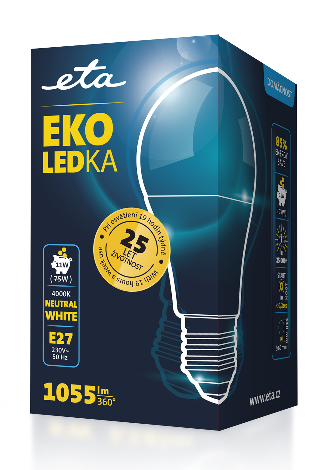 Žárovka LED ETA EKO LEDka klasik 11W, E27, neutrální bílá