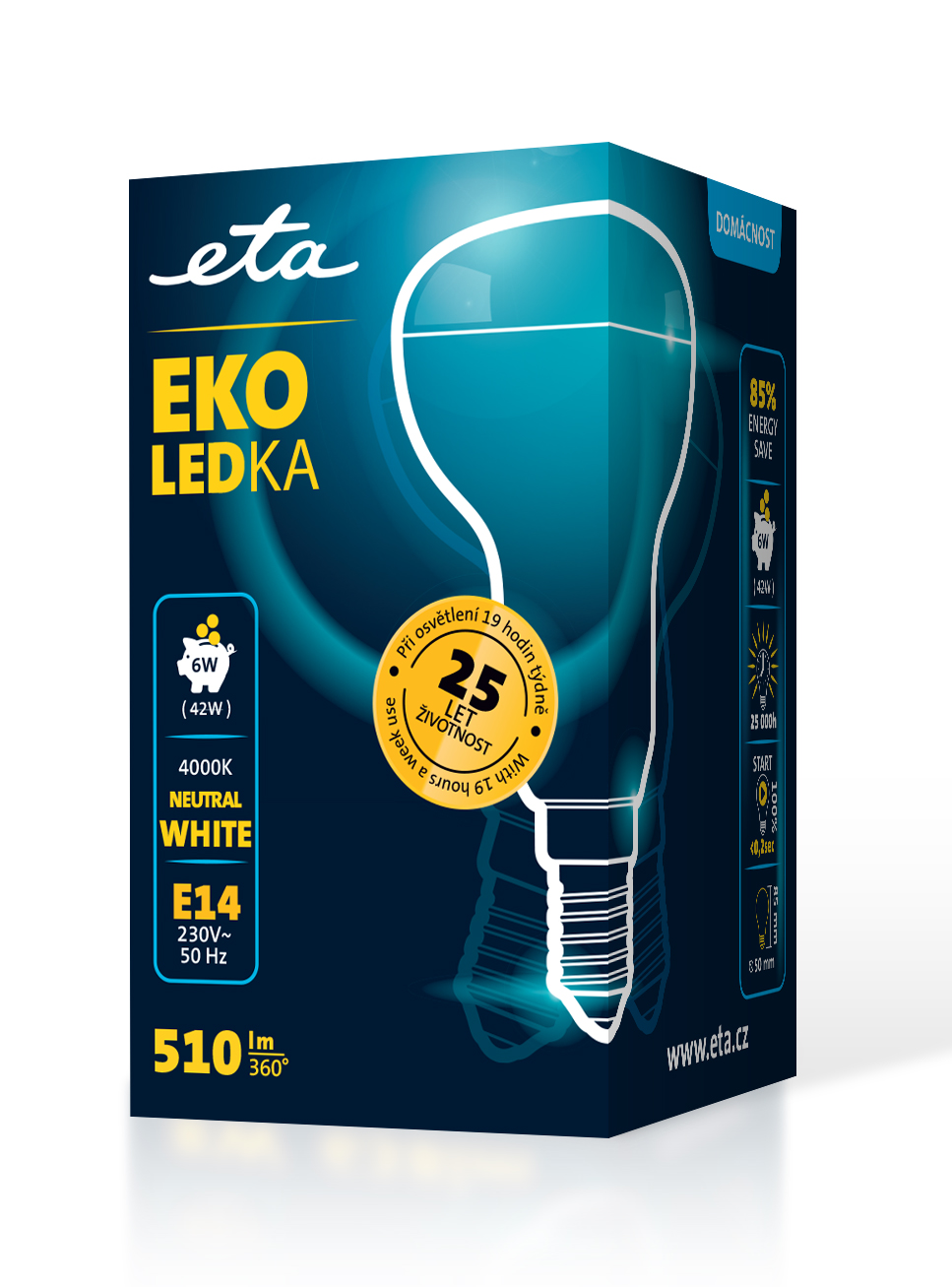 Žárovka LED ETA EKO LEDka reflektor 6W, E14, neutrální bílá