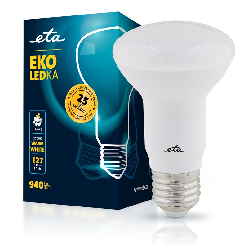 Žárovka LED ETA EKO LEDka reflektor 10W, E27, teplá bílá