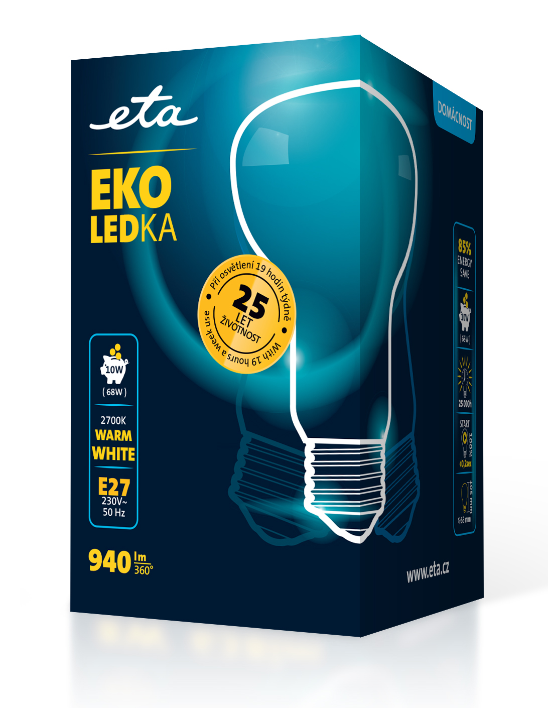 Žárovka LED ETA EKO LEDka reflektor 10W, E27, teplá bílá