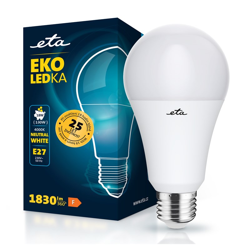 Žárovka LED ETA EKO LEDka klasik 18W, E27, neutrální bílá