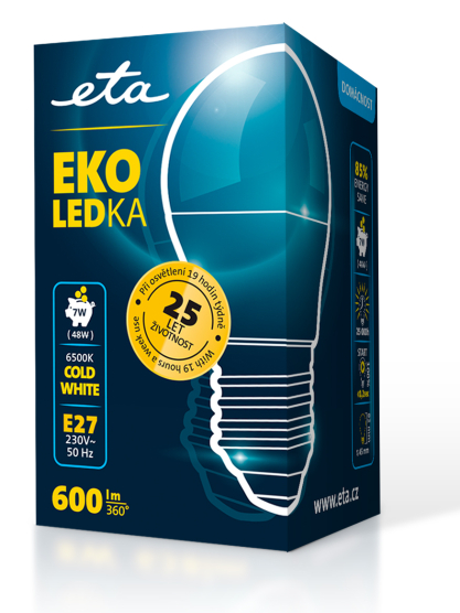 Žárovka LED ETA EKO LEDka mini globe 7W, E27, studená bílá