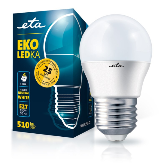 Žárovka LED ETA EKO LEDka mini globe 6W, E27, neutrální bílá