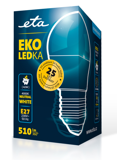 Žárovka LED ETA EKO LEDka mini globe 6W, E27, neutrální bílá