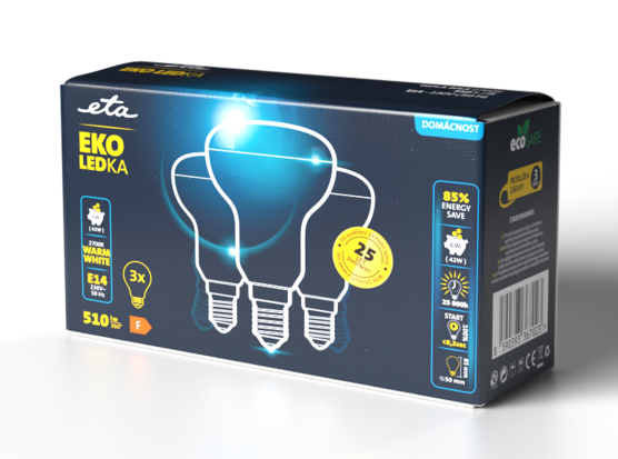 Žárovka LED ETA EKO LEDka reflektor 6W, E14, teplá bílá, 3ks