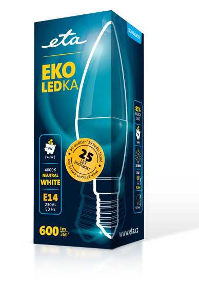 Žárovka LED ETA EKO LEDka svíčka 7W, E14, neutrální bílá