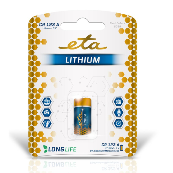 Baterie lithiová ETA PREMIUM CR123, blistr 1ks