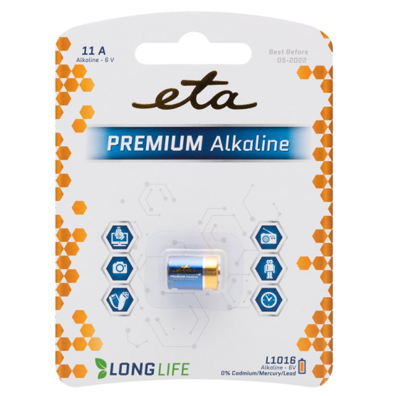 Baterie alkalická ETA PREMIUM 11A, blistr 1ks