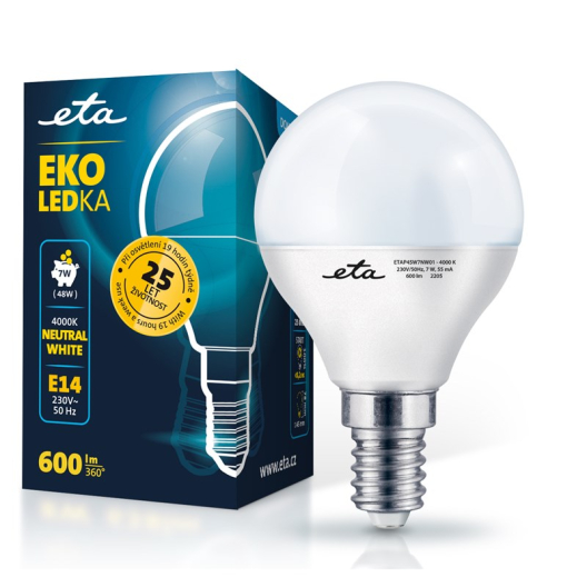 ETA EKO LEDka mini globe 7W, E14, neutrální bílá