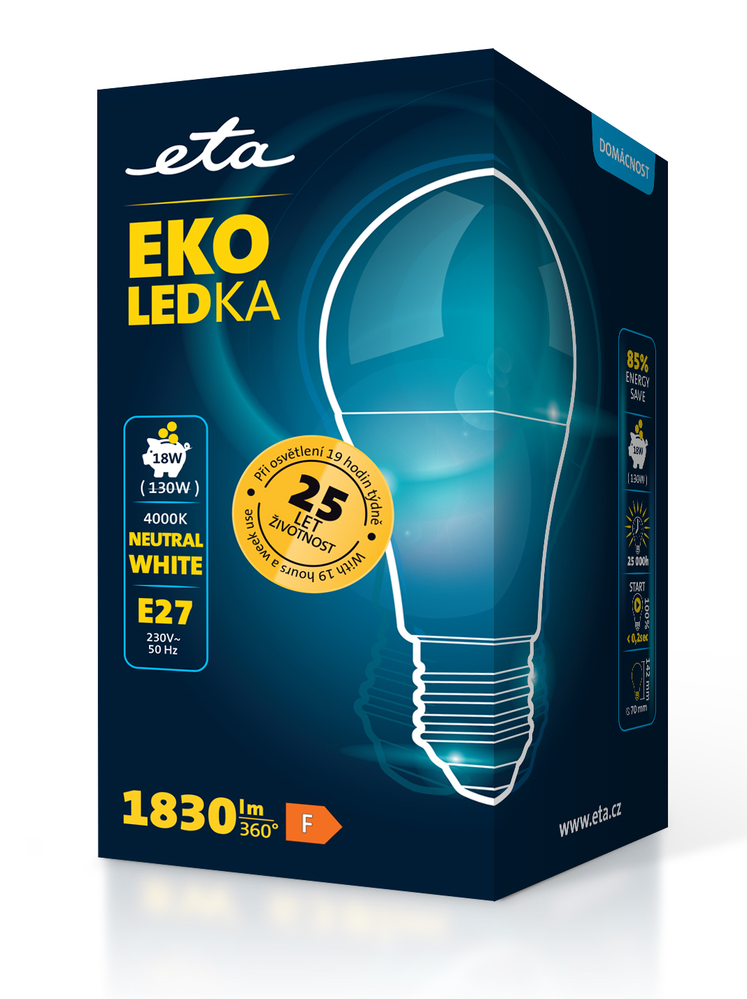 Žárovka LED ETA EKO LEDka klasik 18W, E27, neutrální bílá