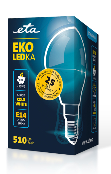 LED žiarovka ETA EKO LEDka mini globe 6W, E14, studená bílá