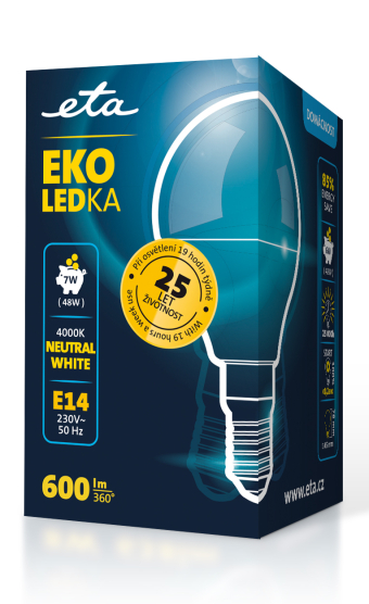 Žárovka LED ETA EKO LEDka mini globe 7W, E14, neutrální bílá